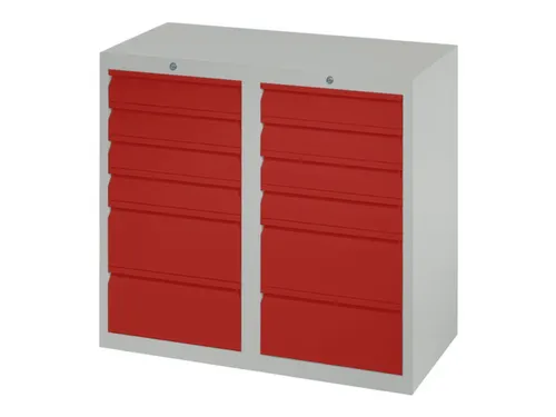 ladekast,HxBxD 900x1000x500mm,12lade(n),RAL7035,front RAL3000