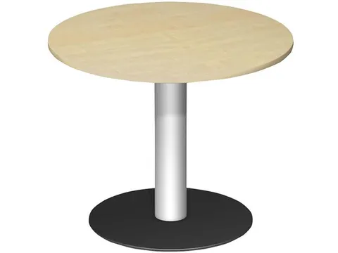 vergadertafel,HxØ 720x900mm,rond,schotelvoet RAL9006,blad wit