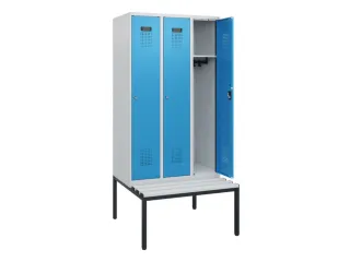 locker met bank,HxBxD 1950x900x815mm,3vak,vak B 300mm,cilinderslot - 1