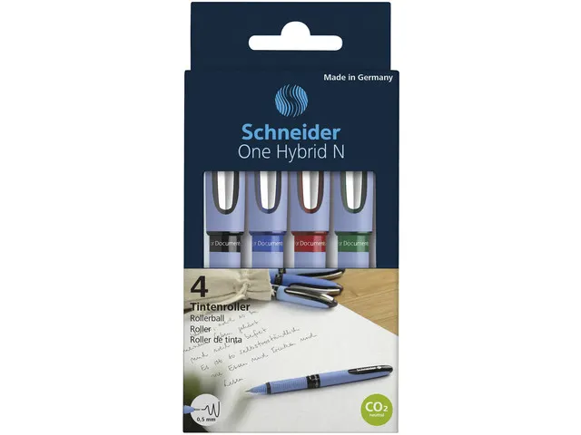 Rollerball Schneider One Hybrid N 0.5mm Etui 4 Stuks Assorti