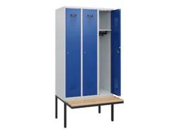 locker met bank,HxBxD 1950x900x815mm,3vak,vak B 300mm,cilinderslot