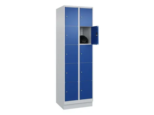 lockerkast,HxBxD 1950x600x500mm,2x5vakken,vak B 300mm,cil.-slot,sokkel