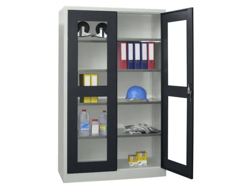 Vitrinekast Hxbxd 1950x1000x400mm Draaideuren Ral7035 Front Ral7016