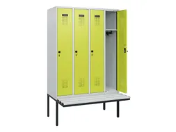 locker met bank,HxBxD 1950x1200x815mm,4vak,vak B 300mm,draaigrendel