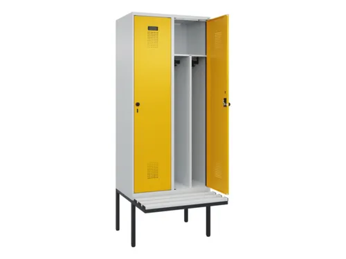 locker met bank,voor scheiding van kleding,HxBxD 2120x800x815mm,2vak
