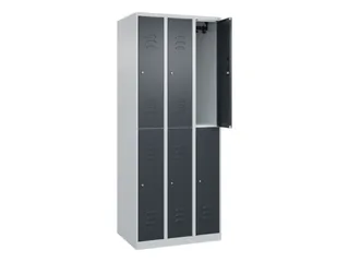 dubbeldekse locker,HxBxD 1850x750x500mm,3x2vak.,vak B 250mm,cil.-slot - 2