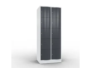 lockerkast 1950x770x640mm 2x5 vakken RAL7035 front RAL7021 sokkel - 1