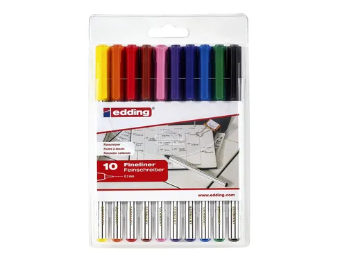 Fineliner Edding 89/10 assorti 0.3mm blister à 10 stuks