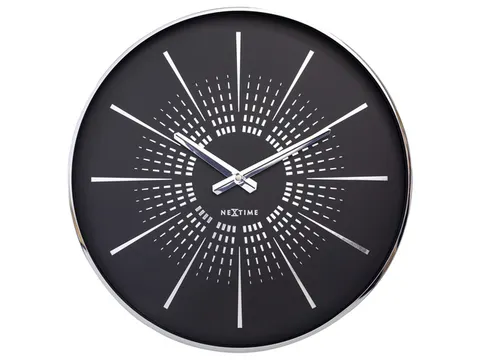 Stille wandklok - 40cm- Zwart - Metaal -NeXtime "Excentric"