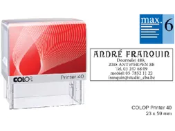 Tekststempel Colop Printer 40 +bon 6regels 59x23mm Blauw