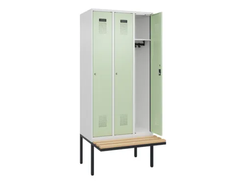 locker met bank,HxBxD 2120x900x815mm,3vak,vak B 300mm,cilinderslot