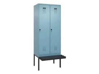 locker met bank,voor scheiding van kleding,HxBxD 2120x800x815mm,2vak - 2