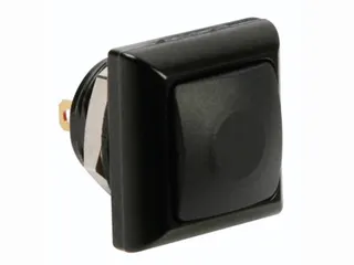 Vierkante Metalen Drukschakelaar Met Zwart Kapje - 1P Spst Off-(On) - 1