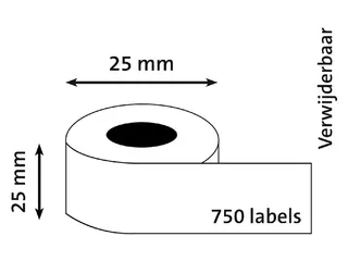 Etiket Dymo Labelprint Vierkant 25x25mm Verwijderbaar S0929120 - 5