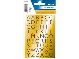 Etiket Herma 4145 13x12mm Letters A-Z Zwart op Goud 216 stuks
