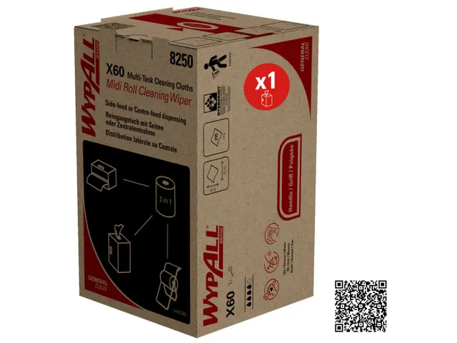 WypAll X60 8250 General Clean 2-in-1 Blauw 1 Rol x 235 Poetsdoeken