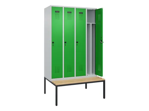 locker met bank,voor scheiding van kleding,HxBxD 2120x1200x815mm,4vak