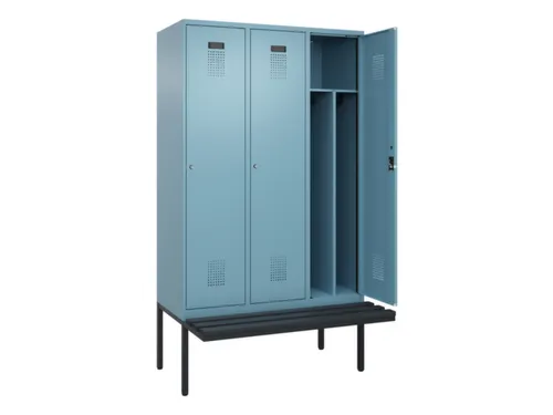 locker met bank,voor scheiding van kleding,HxBxD 2120x1200x815mm,3vak
