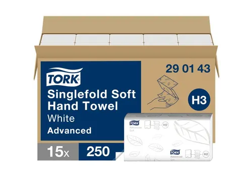 Tork 290143 Handdoek Advanced H3 Singlefold 2-laags Wit 15x250 stuks