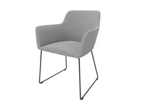 Bezoekersstoel Sledeframe Ronde Buis Donkergrijs Lichtgrijs