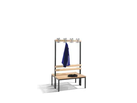 Omkleedbank L 1000Mm Houten Zitlatten Dubbelzijdige Hakenlijst Ral7021