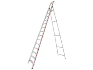 trapladder,eenzijdig,14treden,stand H 3,25m,balk L 4,2m,aluminium - 2