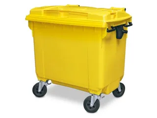Vuilcontainers,660l,romp HDPE geel,HxBxD 1165x1265x775mm,4zwenkwielen - 2