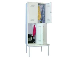 Garderobekast HxBxD 2150x830x800mm 2x2 Vakken Zitbank Klink Ral7035
