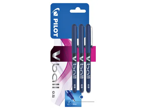 Rollerpen Pilot V-Ball 05 Fijne punt Blauw Blister à 3 stuks