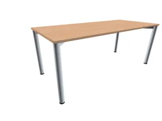 vergadertafel HxBxD 72x180x80cm rechthoekig beuken 4voeten Alu - 1