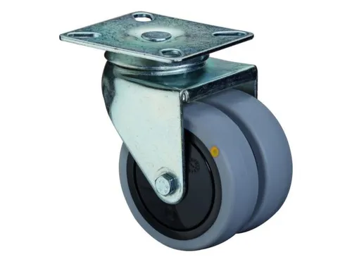 dubbel ESD-zwenkwiel,draagverm. 100kg,rubber-banden,ØxB 75x24mm