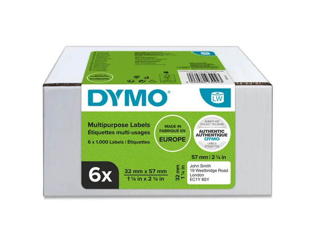 Etiquette Dymo LabelWriter multifonctionnelle 32x57mm 6rlx à 1000 pi