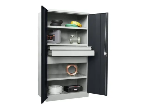 systeemkast,HxBxD 1950x1040x630mm,3xStalen bodem,RAL7035,front RAL7016