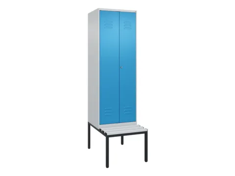 PBM-locker met bank,HxBxD 2120x600x815mm,2vak,vak B 300mm,cil.-slot