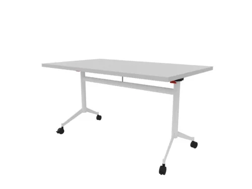 klaptafel,HxBxD 750x1400x800mm,hoekig,T-voet wit,ovale buis,blad grijs
