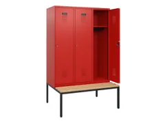 locker met bank,HxBxD 1950x1200x815mm,3vak,vak B 400mm,cilinderslot