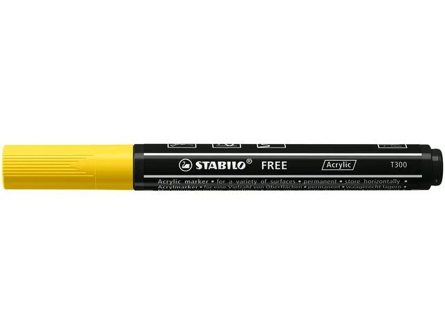 Acrylmarker STABILO Free Acrylic T300 geel 2-3mm