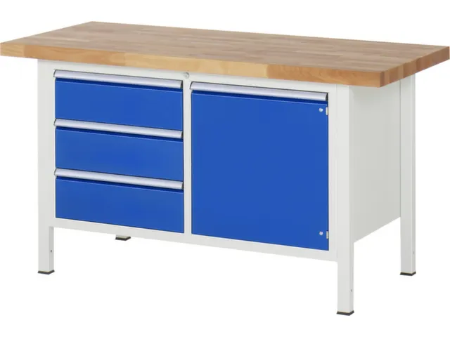 werkbank,HxBxD 840-1040x1500x700mm,beukblad,draagverm. 1250kg,4voeten