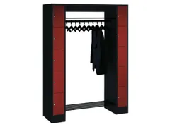 locker met kapstok,HxBxD 1950x1430x480mm,romp RAL7016,front RAL7016