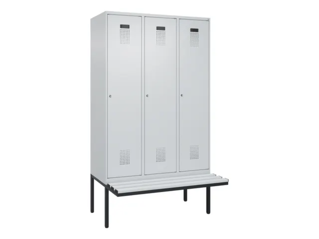 locker met bank,voor scheiding van kleding,HxBxD 2120x1200x815mm,3vak
