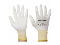 Polyester handschoenen maat 8 witte PU coating 12 paar
