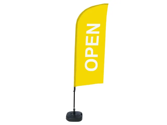 Promotievlag Alu Wind complete set "OPEN" Geel ECO printmateriaal