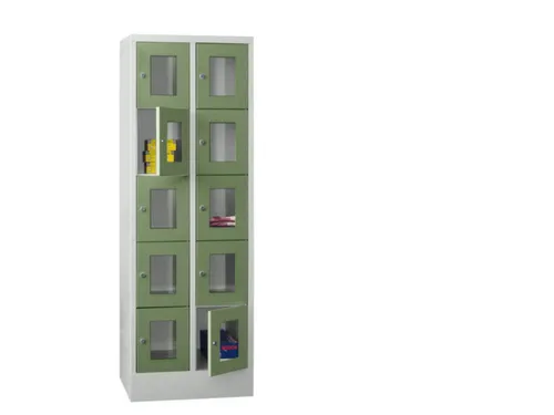 lockerkast,HxBxD 1850x600x500mm,2x5vakken,RAL7035,front RAL6011