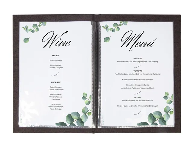 Menukaart map Sigel A4 zwart voor 8 blad