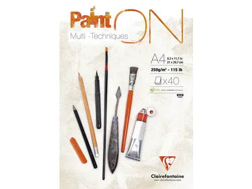 Tekenblok Clairfontaine Paint On A4 40 vel 250g