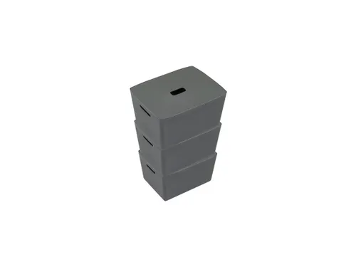 Opbergbox Kangaro 28 liter antraciet set a 3 stuks inclusief deksels