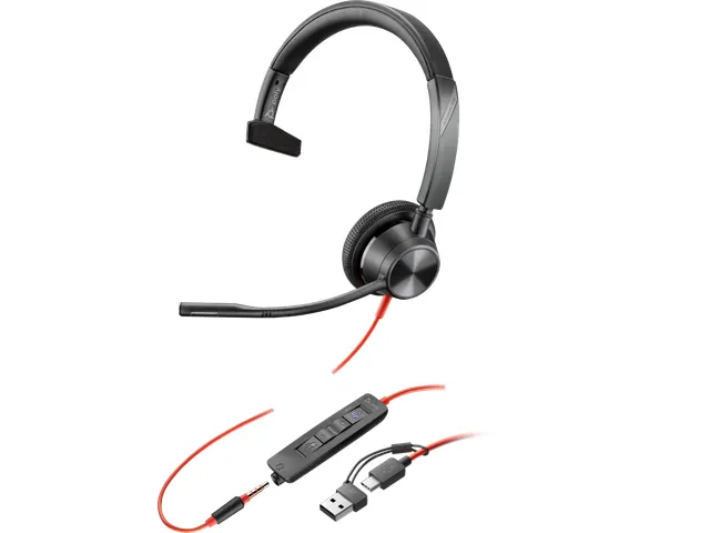 Poly Blackwire 3315 Monaural Microsoft Teams Certified USB-C Headset +