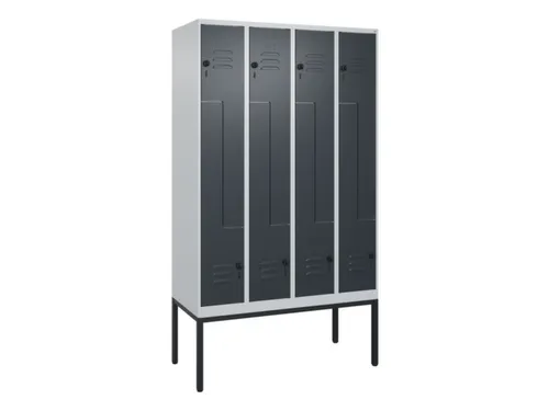 Z-garderobekast,HxBxD 2120x1200x500mm,vak B 150/300mm,draaigrendel
