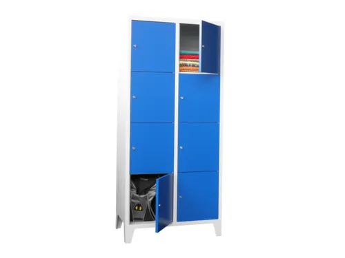 lockerkast,HxBxD 1850x800x500mm,2x4vakken,RAL7035,front RAL7035