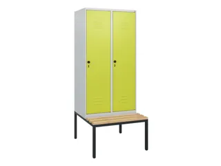 locker met bank,HxBxD 1950x800x815mm,2vak,vak B 400mm,draaigrendel - 1